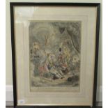 A 19thC coloured print - 'The death of Admiral Lord Nelson'  11" x 15"  framed