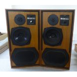 A pair of KEF teak cased hi-fi speakers, model 104AB  24"h  13"w