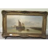 EC Williams - 'One the Medway'  oil on canvas  bears a signature  12" x 23"  framed