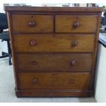 A late Victorian mahogany four drawer dressing chest, on a plinth  44"h  40"w