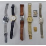 Six mid 20thC and later stainless steel and other cased wristwatches: to include examples by