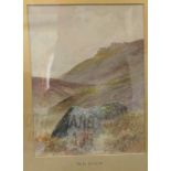 WH Dyer - a mountainous landscape  watercolour  bears a signature  10" x 14"  framed