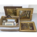 A collection of mainly 19thC oil on board pictures, various scenes  unsigned  largest 7" x 12"