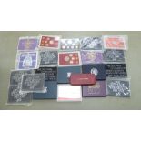 Uncollated coins, non precious metal proof sets: to include The Silver Jubilee Edition and sets