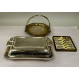 Silver plated tableware: to include a rectangular entree dish and cover