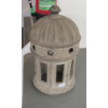 A biscuit glazed moulded pottery lantern ornament with a domed top  22"h