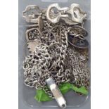 Silver and white metal jewellery: to include a curb link bracelet