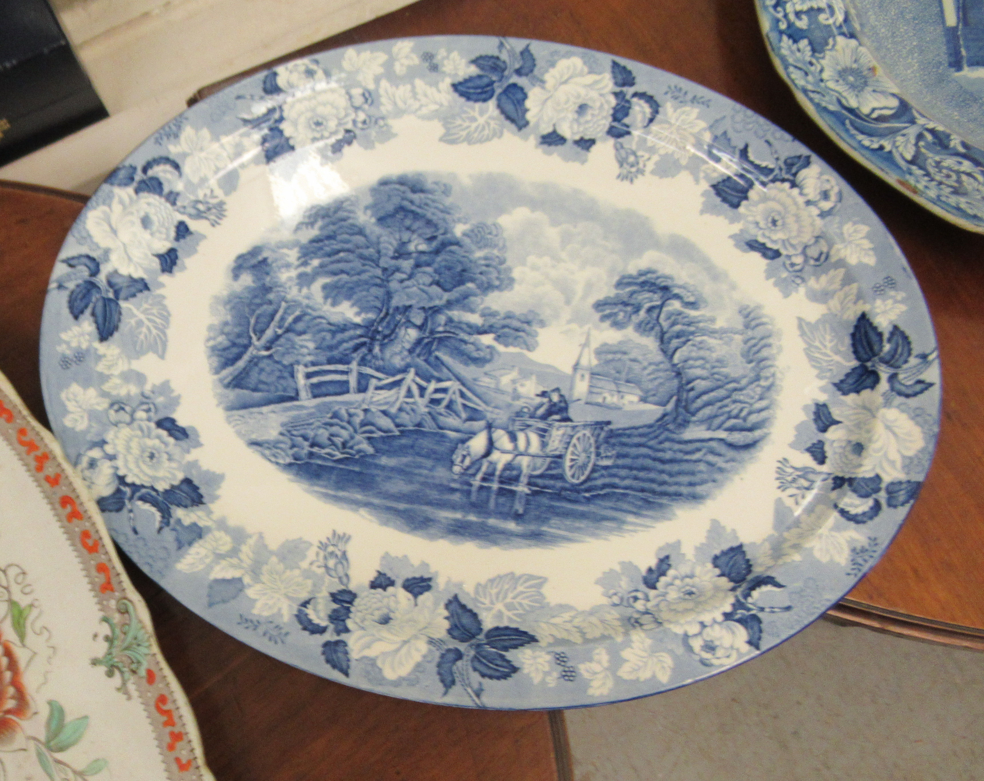 Ceramics: to include an early 19thC Pearlware charger, decorated with an Egyptian scene  21" x 15" - Image 3 of 4