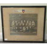 A 1912 photographic print of a Wycliffe Hall of Oxford, a named group  11.5" x 14.5"  framed