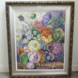 Grudin - a still life study, flora  oil on canvas  bears a signature  23" x 19"  framed