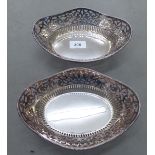 A pair of Garrard & Co silver plated baskets of pierced, oval form  8"w