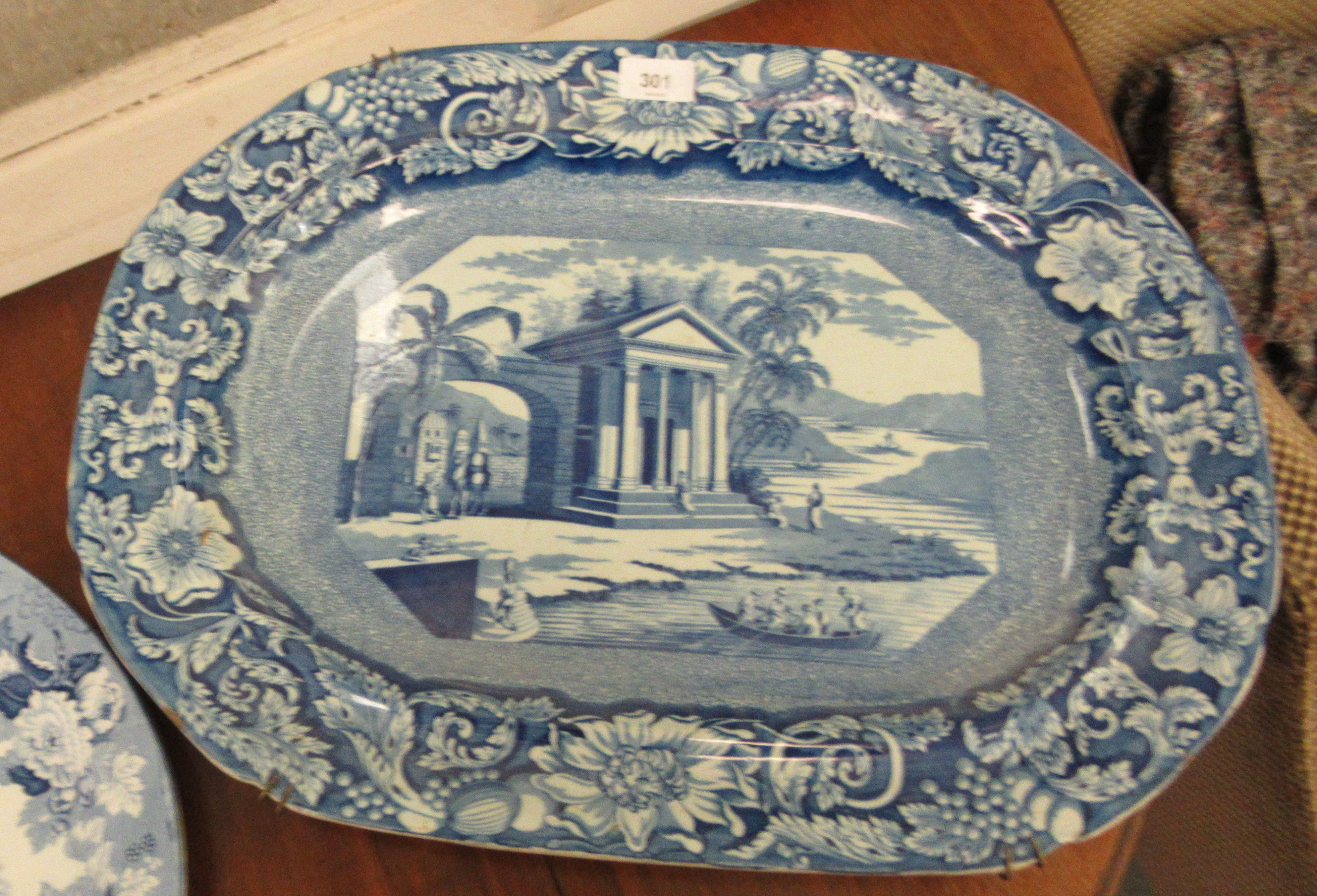 Ceramics: to include an early 19thC Pearlware charger, decorated with an Egyptian scene  21" x 15" - Image 2 of 4