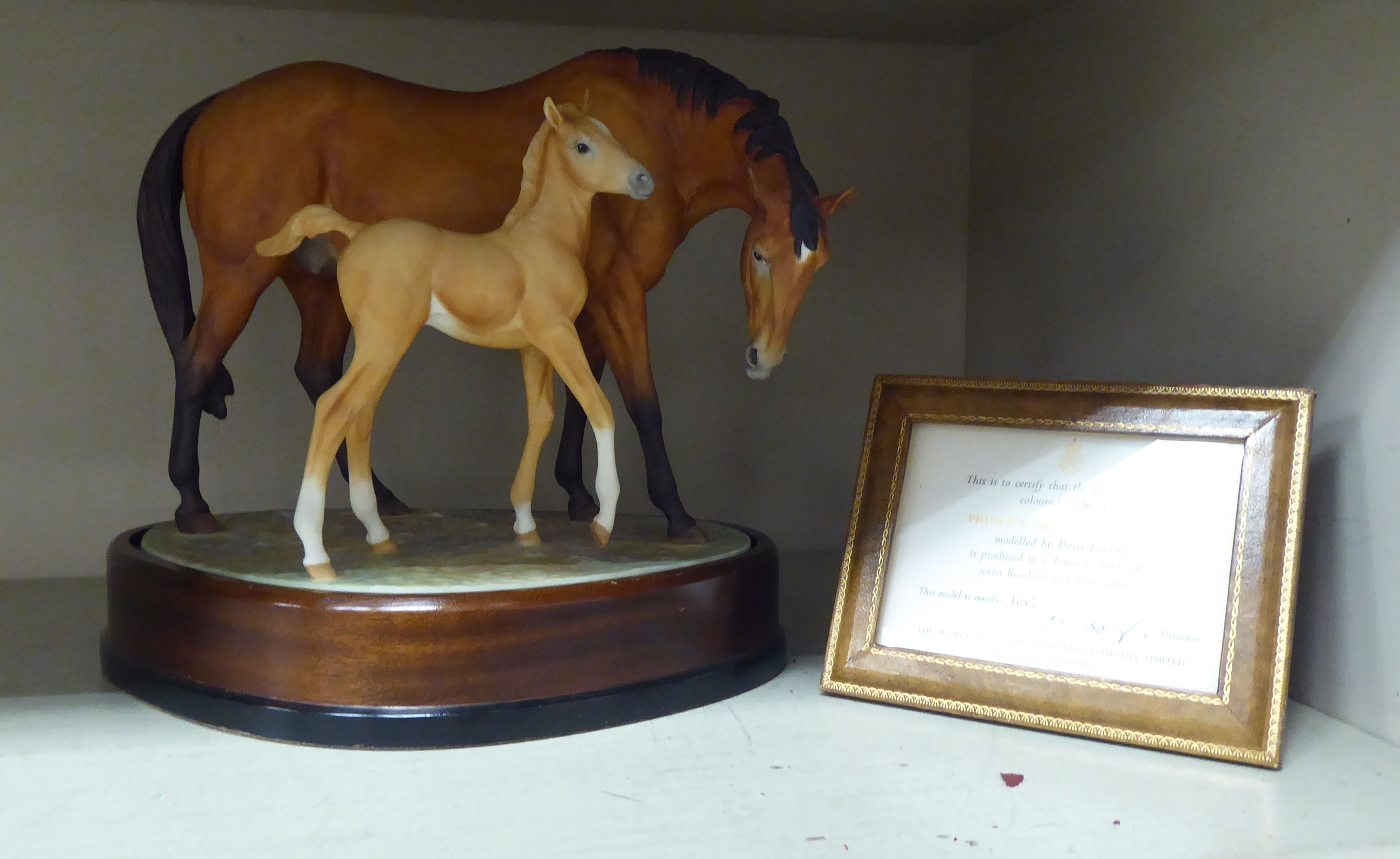 A Royal Worcester china model 'Prince's Grace and Foal'  Limited Edition 687/750, modelled by