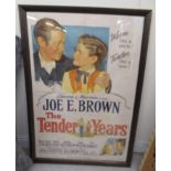 A coloured print film poster, advertising 'The Tender Years'  40" x 26"  framed