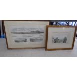 After Le Compte - a study of The Jordan River  print  11" 17"  framed; and a contemporary study - '