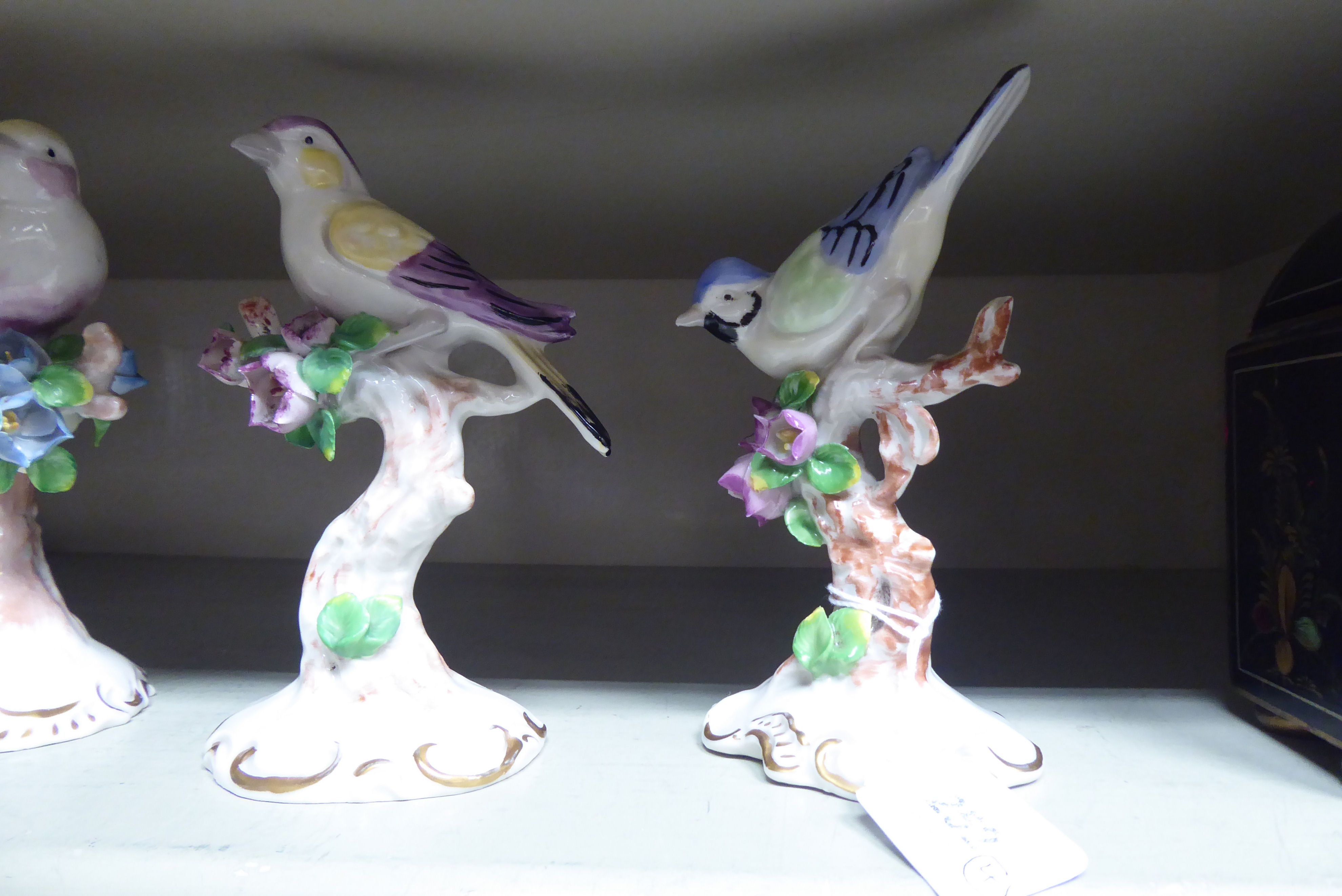 A set of four early 20thC Naples porcelain model birds  8"h - Image 3 of 4