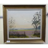 Laurence T Pearce - 'Little Chalfont'  oil on board  bears a signature & text verso  15" x 13"