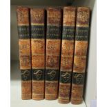 Books: 'The Peerage of Ireland' by John Lodge in five calf bound volumes