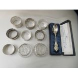 Silver collectables: to include napkin rings  mixed marks