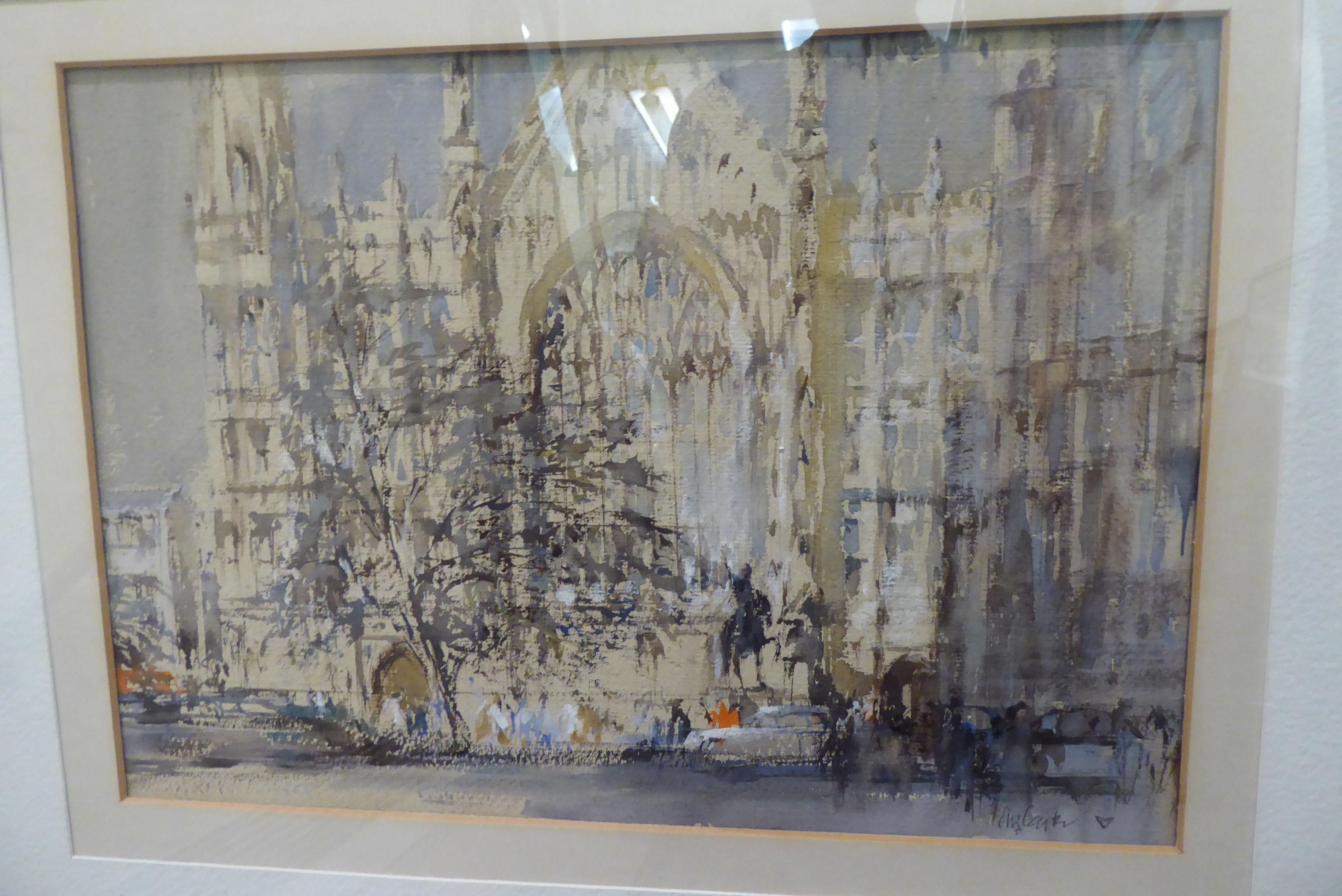 John Carter - a study of Westminster  watercolour  bears a signature & label verso  12" x 17" - Image 2 of 5