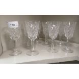 A set of eight Waterford Crystal Alana pattern pedestal sherry glasses