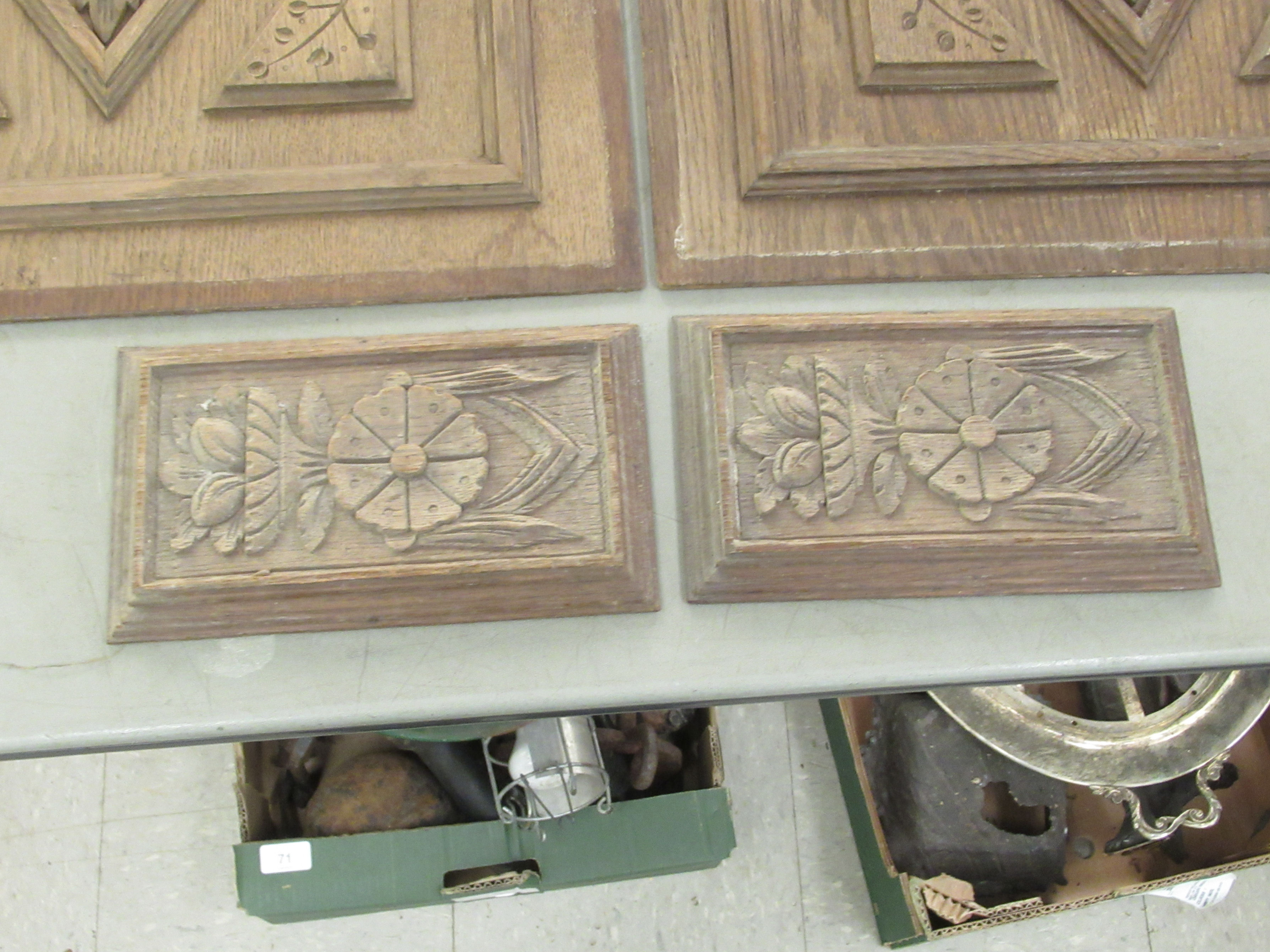 Six late 19th/early 20thC various carved oak furniture panels  largest 20"sq - Image 3 of 4