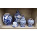 Ceramics: to include a Dutch Delft vase and cover, decorated with flora  13"h