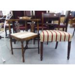 A late Regency mahogany framed bar back chair; and a later Edwardian string inlaid mahogany corner