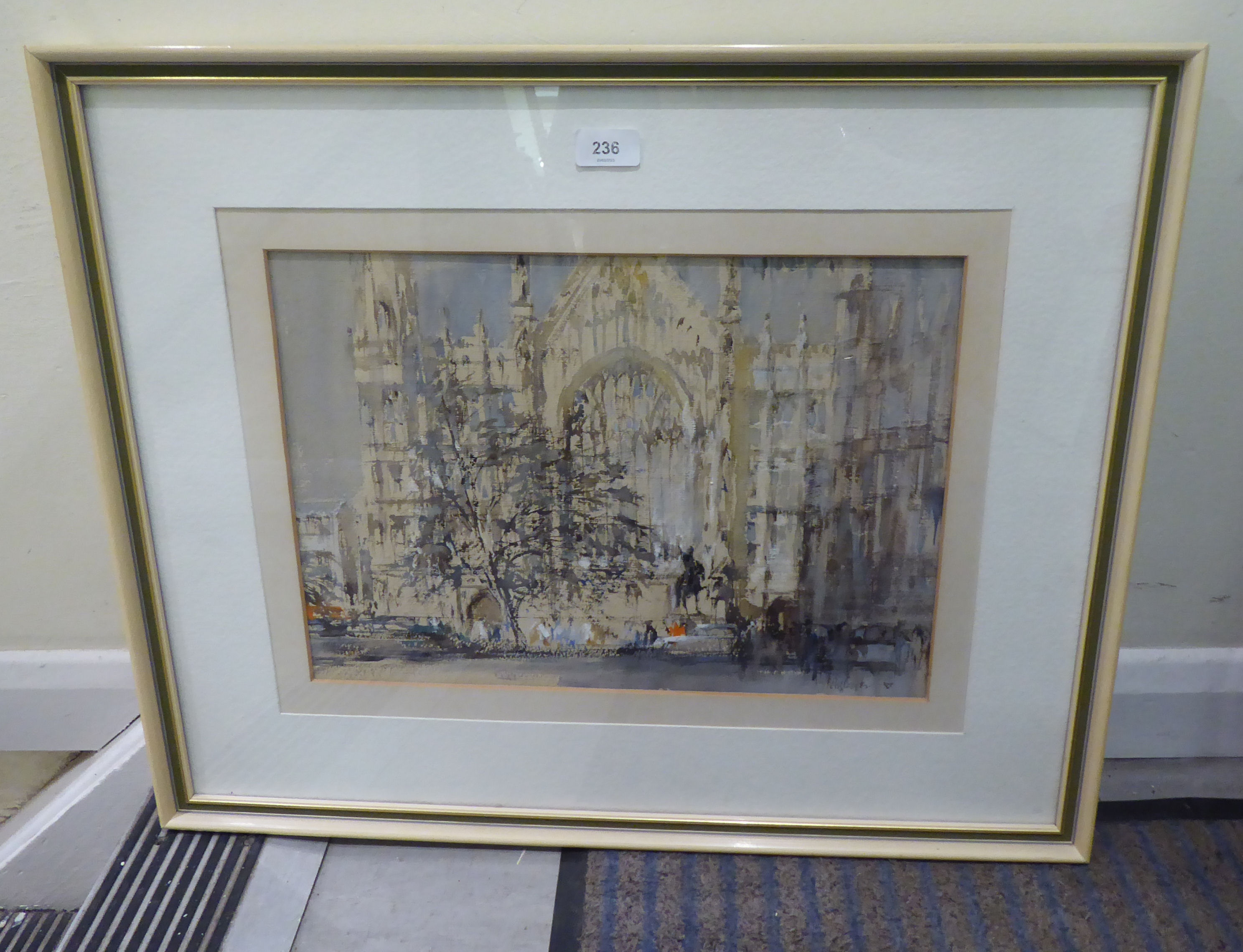 John Carter - a study of Westminster  watercolour  bears a signature & label verso  12" x 17"