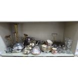 A mixed lot: to include silver plated tableware; and a brass epergne