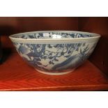 A 20thC Chinese porcelain bowl, decorated with flora and butterflies  14.5"dia