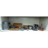 Collectables: to include a 19thC quart size pewter tankard; an engraved sundial  8"dia; and a cast