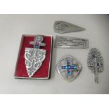 Four various Ceard pewter pendants, one entitled Elms; another Arran