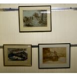 Pictures: to include an Italian lake scene  watercolour  12" x 17"  framed
