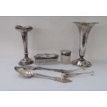 Silver collectables: to include a trumpet design specimen vase  Birmingham 1919  5"h