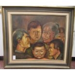 A family group portrait  oil on canvas  bears an indistinct signature & dated '69  24" x 27"  framed