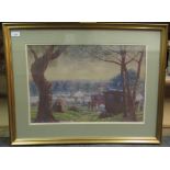 Attributed to Gerald Ososki - 'Summer 1933'  guache  bears a label verso  15" x 22"  framed