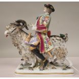 After JJ Kandler - 'Count Von Bruhl's Tailor' a 19thC Continental porcelain model, wearing a