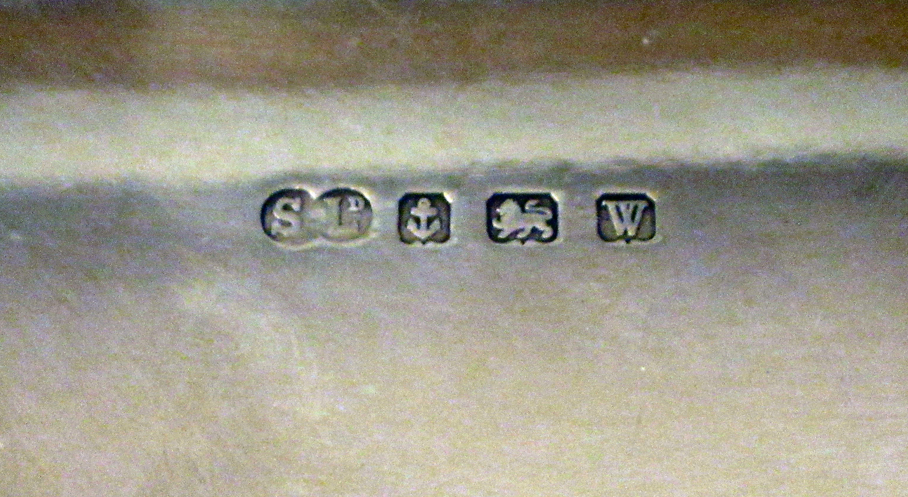 A Georgian style silver salver with a raised piecrust border, elevated on scrolled feet  S Ltd - Image 5 of 5