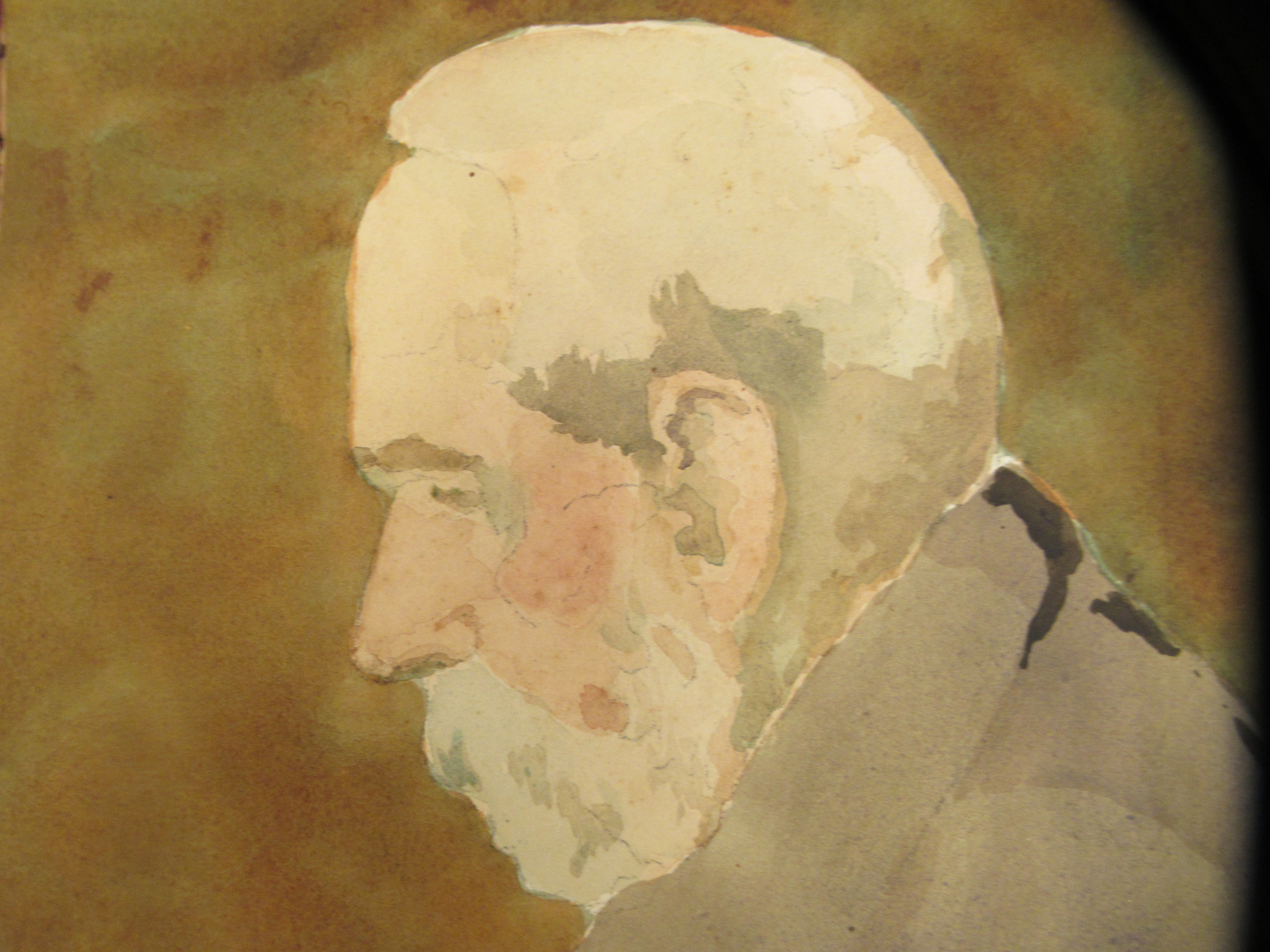 Forrest Hewit - a profile head and shoulders study, a contemplative man  watercolour  bears a - Image 3 of 5