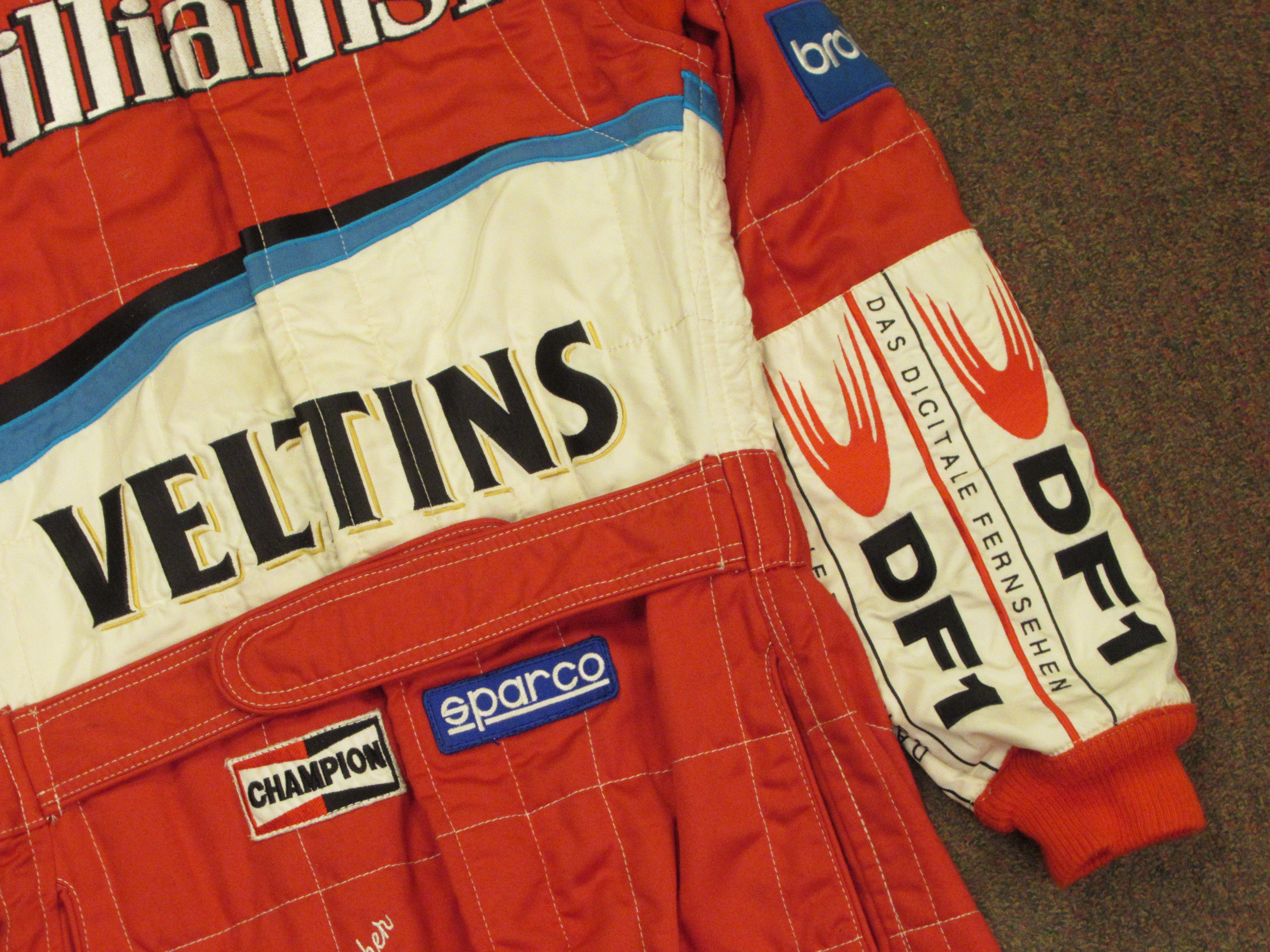 A Sparco Italian made red fabric racesuit, believed to have been owned by Ralf Schumacher, bearing - Image 4 of 12