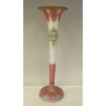 A late 19thC Continental opaque cut-away white glass specimen vase of slender, tapered trumpet form,
