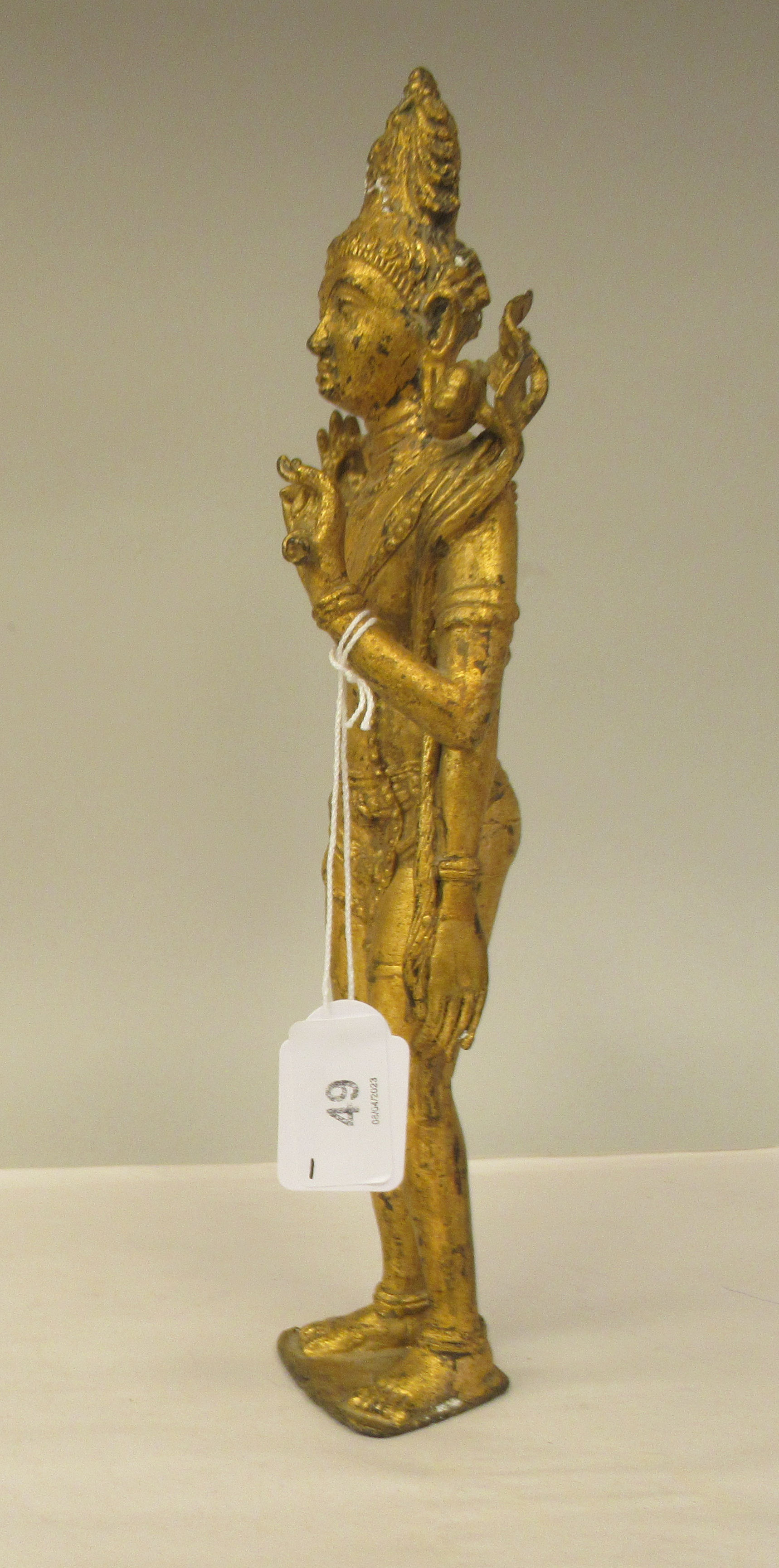 A 19thC gilded bronze, standing figure 'Vishnu'  13"h - Image 4 of 7