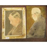 Forrest Hewit - a profile head and shoulders study, a contemplative man  watercolour  bears a