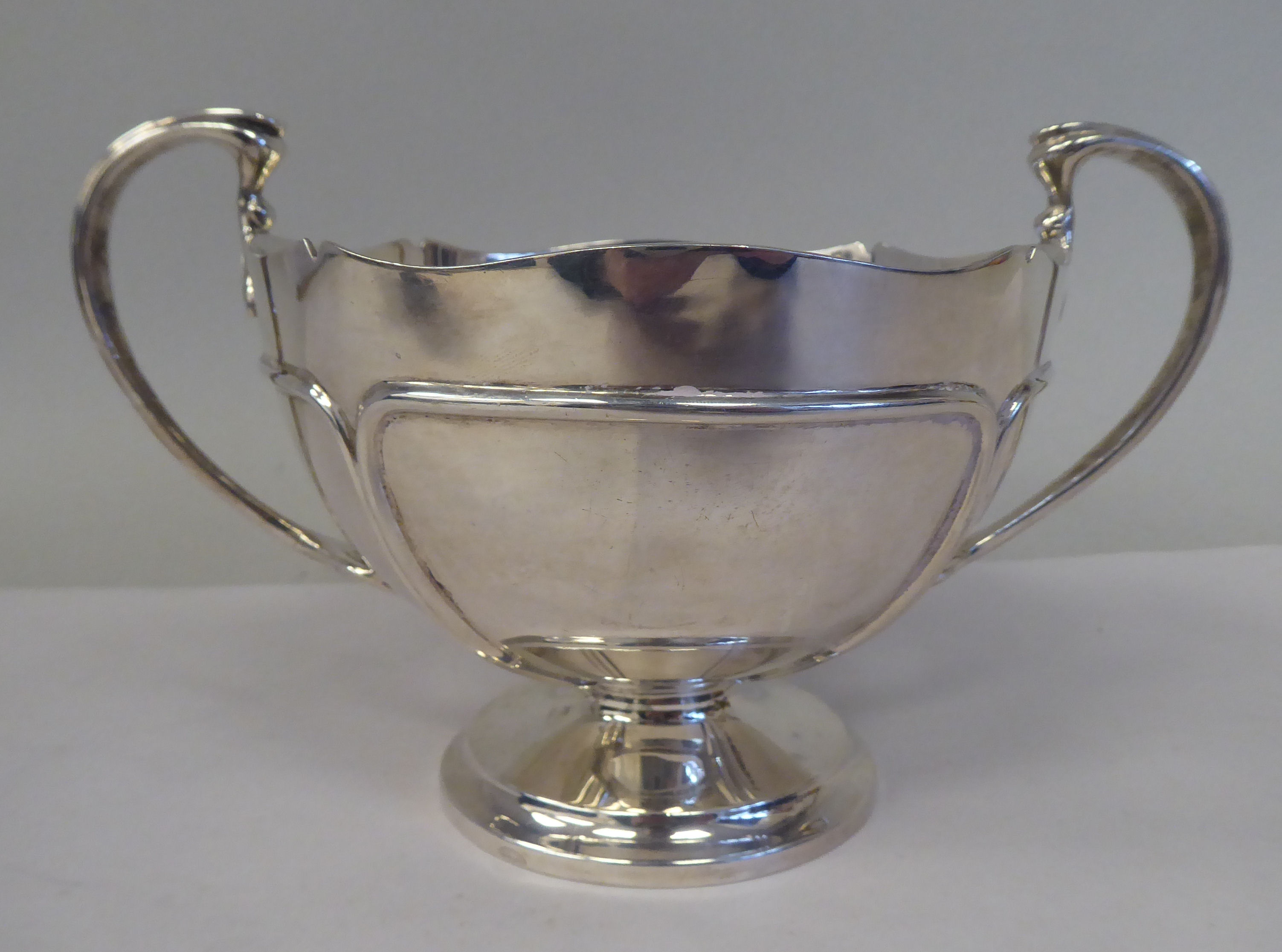 A four piece silver tea set, comprising a teapot of pedestal bowl display with an S-swept swept, - Image 8 of 12