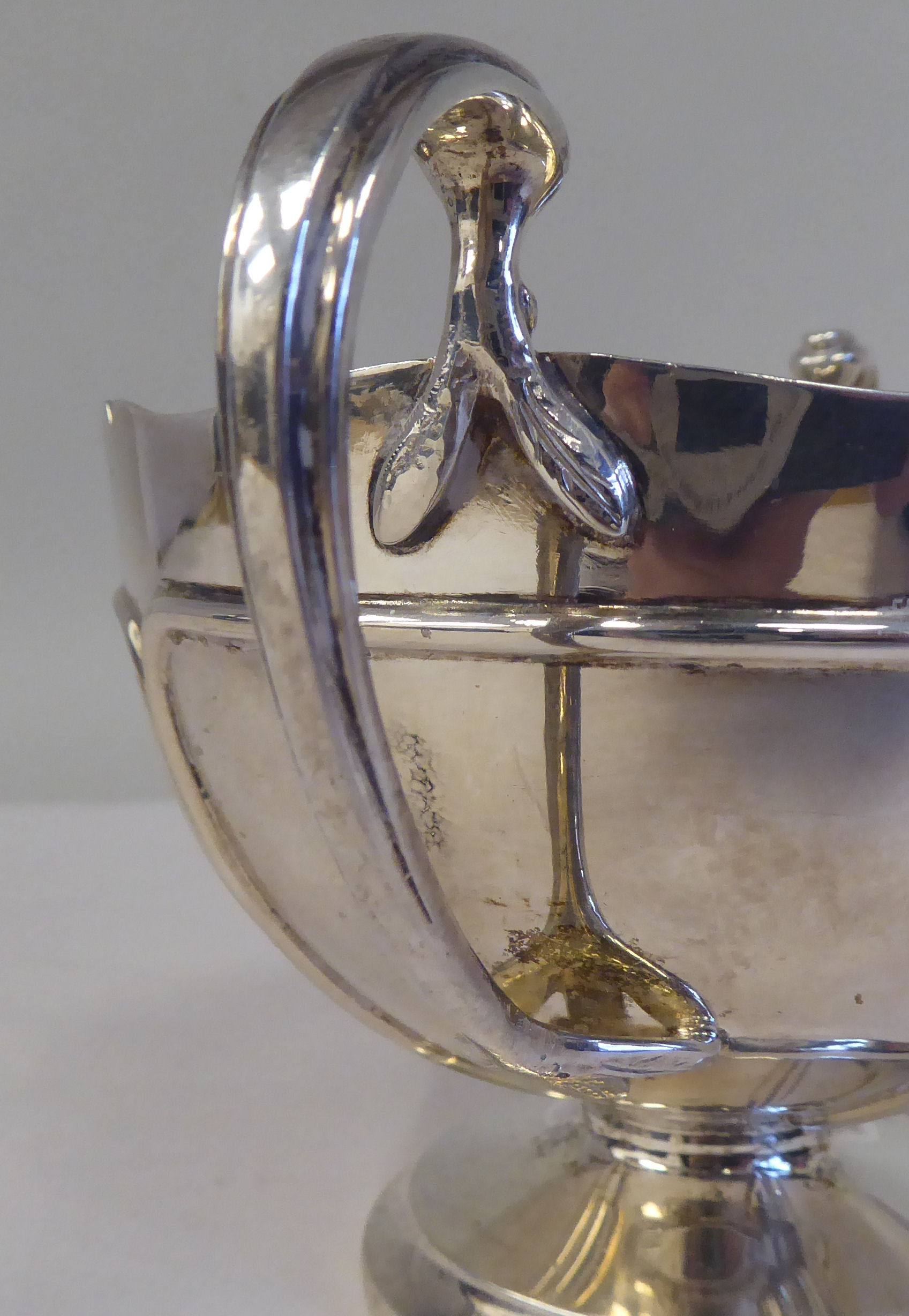 A four piece silver tea set, comprising a teapot of pedestal bowl display with an S-swept swept, - Image 10 of 12