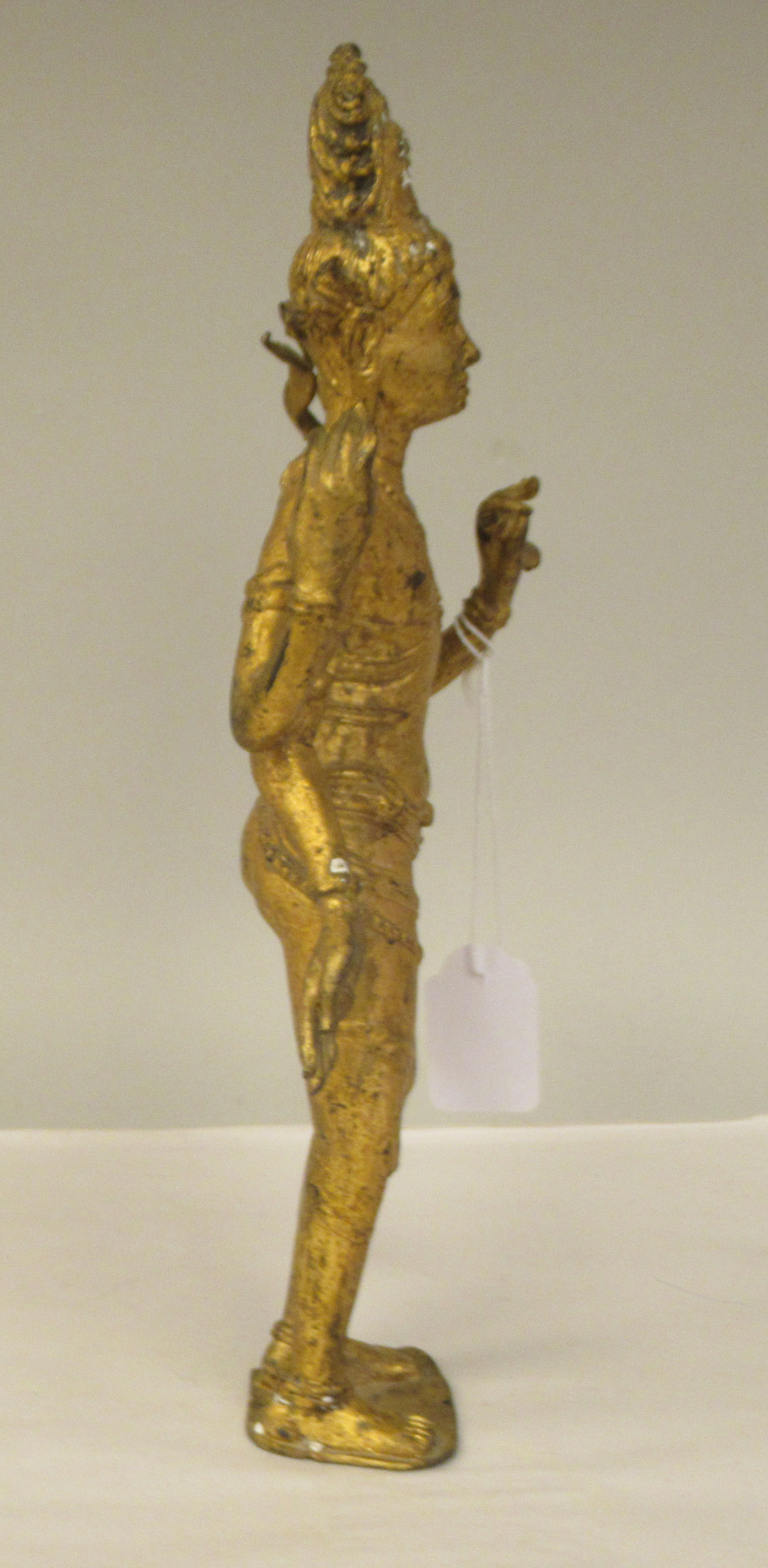 A 19thC gilded bronze, standing figure 'Vishnu'  13"h - Image 2 of 7