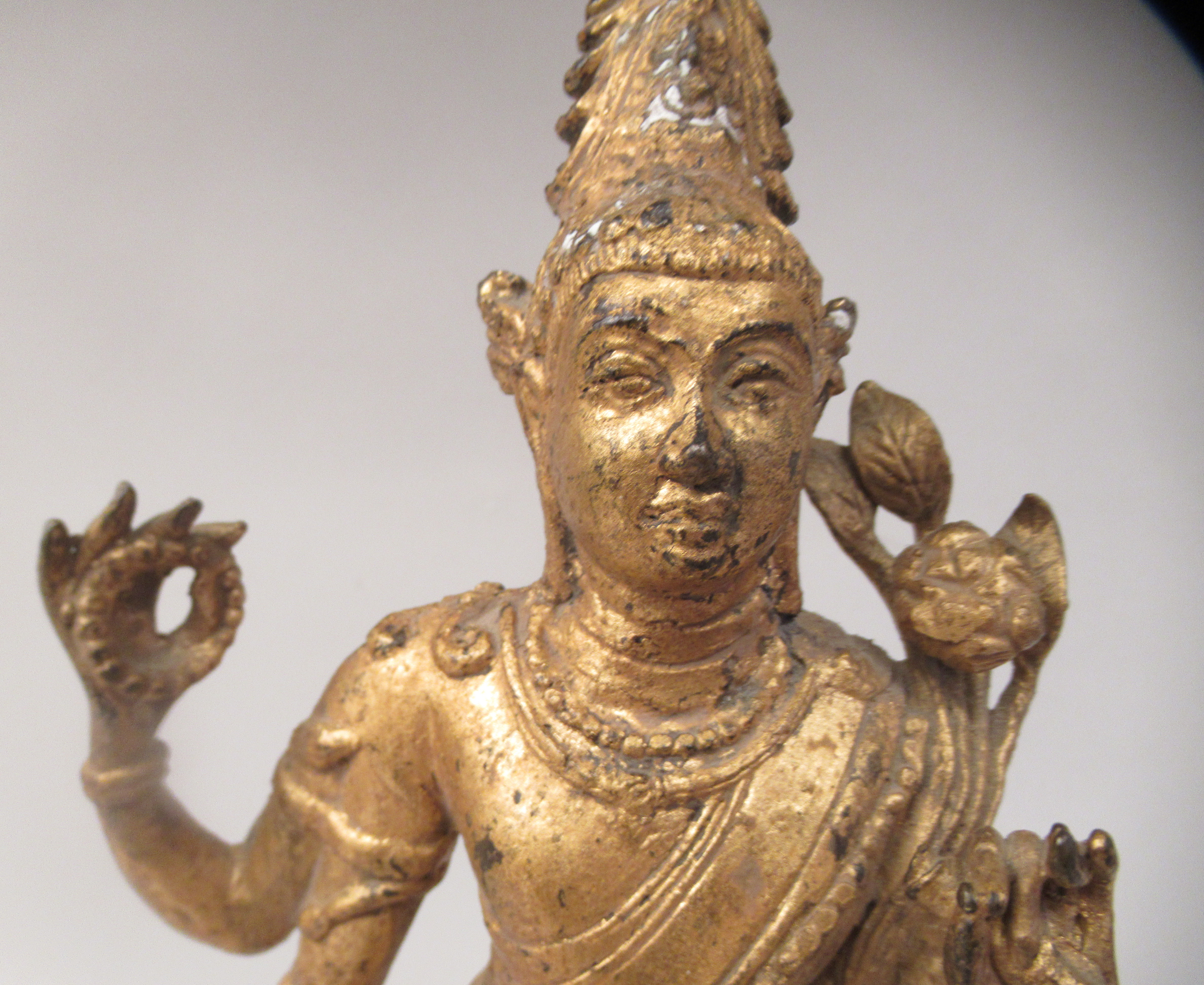 A 19thC gilded bronze, standing figure 'Vishnu'  13"h - Image 5 of 7