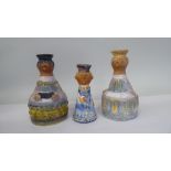 Three Roos Kiss art pottery standing figures, viz. a choirboy, a girl and a child  6" & 5"h