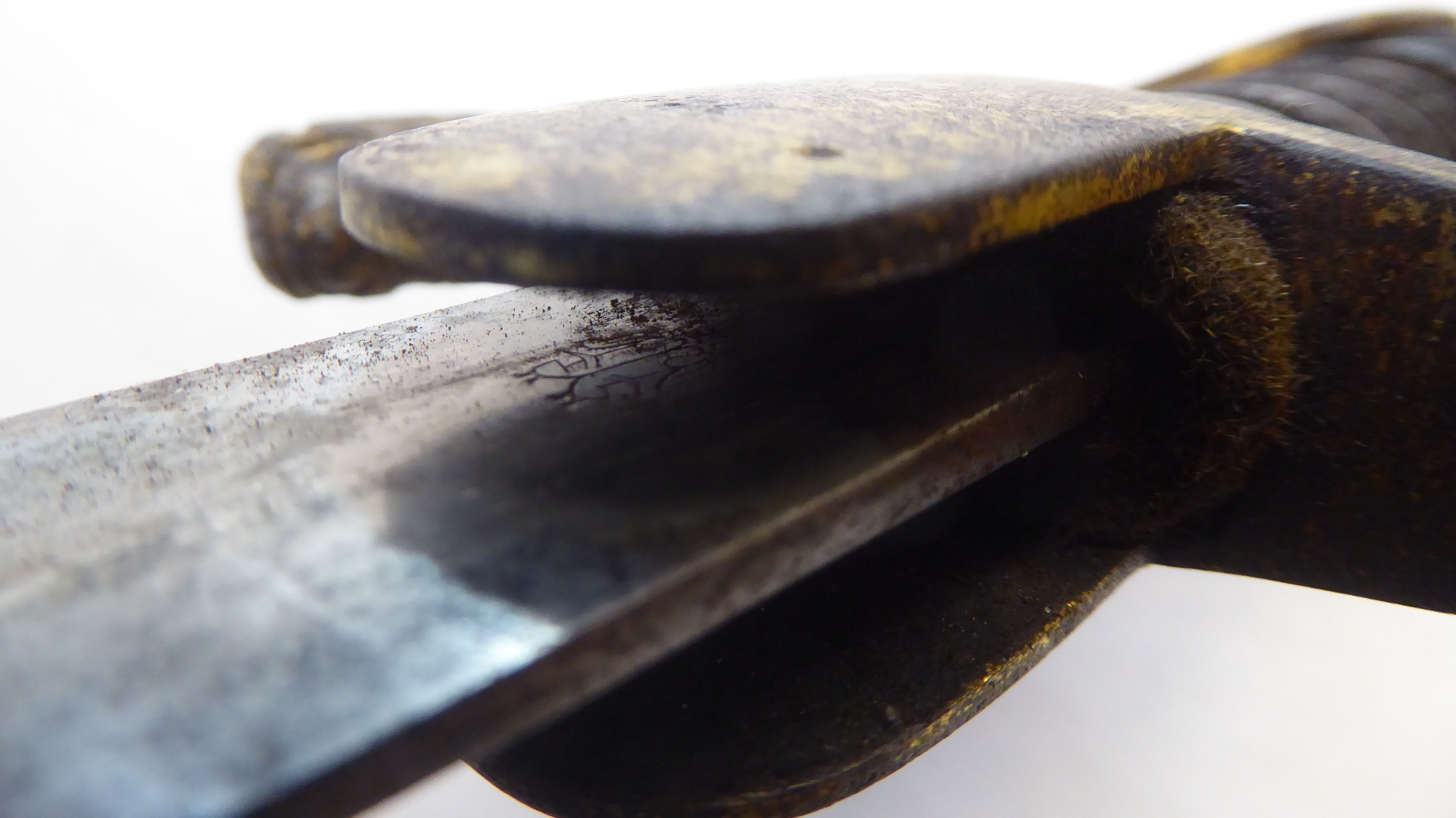 A German Weimar era cavalry dress sword with a gilded iron, lion's head pommel, guard, hilt and - Image 11 of 13